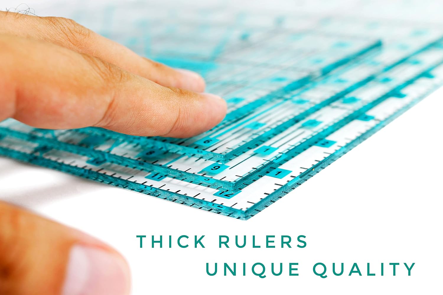 6 Pieces Super Set Not Overpriced! Complete Quilting Rulers: Square 12.5x12.5, 9.5x9.5, 6.5x6.5, 4.5x4.5 in. Plus 6x12 and Right Triangle 8". Patchwork. Clear Templates Ruler. Accurate Design. Racks. - Image 3