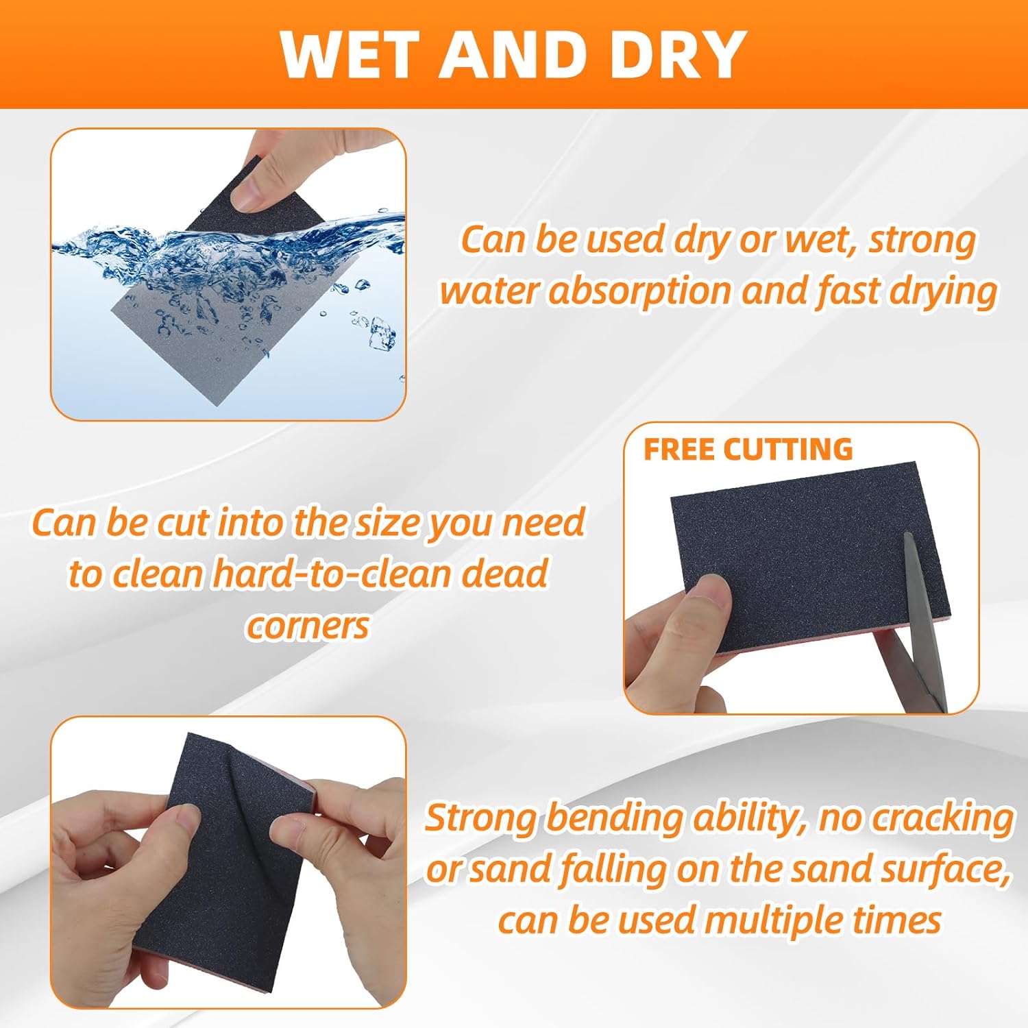 KACNON 20Pcs 180-3000 Grit Sanding Sponge Set (180/320/400/600/800/1000/1200/1500/2000/2500/3000) - Ultra Fine Sanding Sponges Pads with Brush - Soft Foam Sanding Block Dry Wet Sandpaper Assortment - Image 4