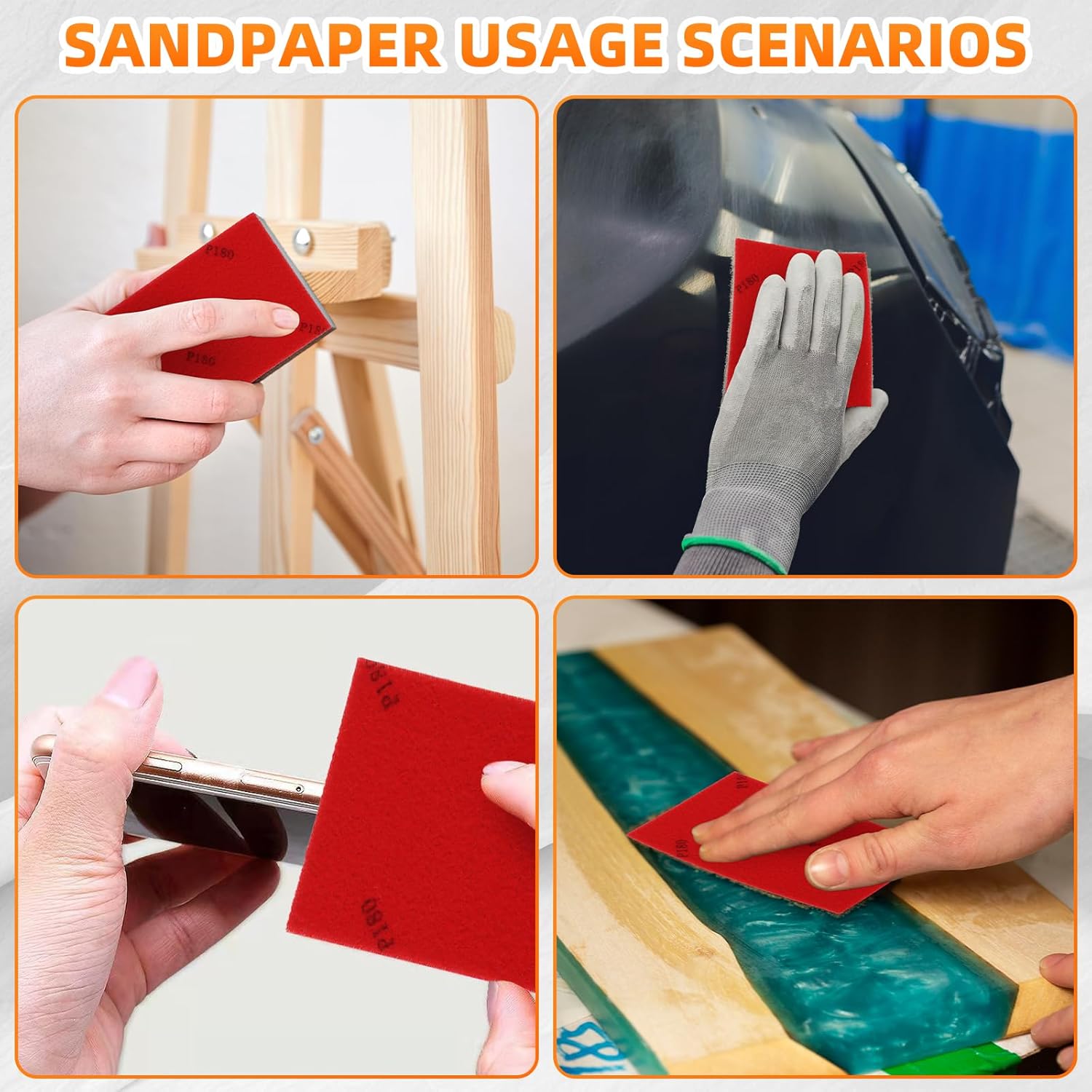 KACNON 20Pcs 180-3000 Grit Sanding Sponge Set (180/320/400/600/800/1000/1200/1500/2000/2500/3000) - Ultra Fine Sanding Sponges Pads with Brush - Soft Foam Sanding Block Dry Wet Sandpaper Assortment - Image 6